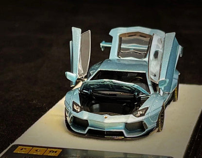 PGM 1/64 LBWK Lamborghini Aventador LP700-4 Ice Blue Regular Version