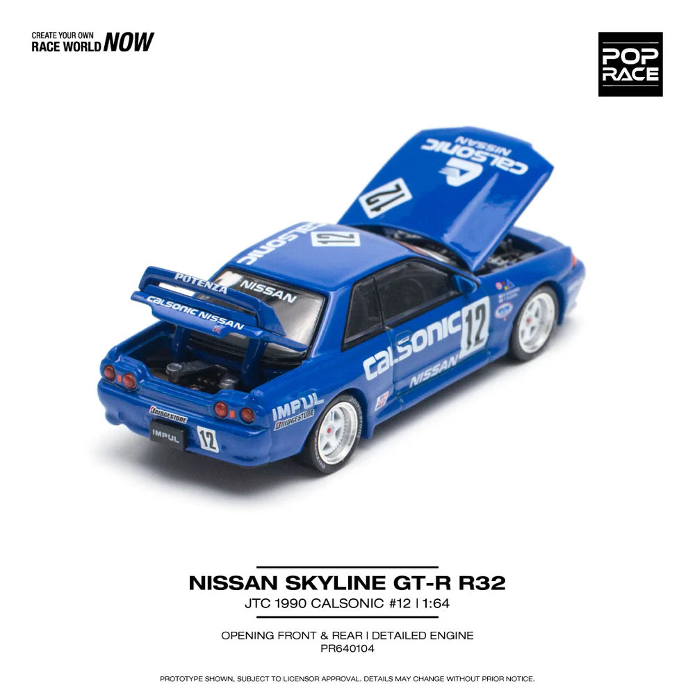 Pop Race 1/64 Nissan Skyline GT-R R32 JTC 1990 Calsonic #12