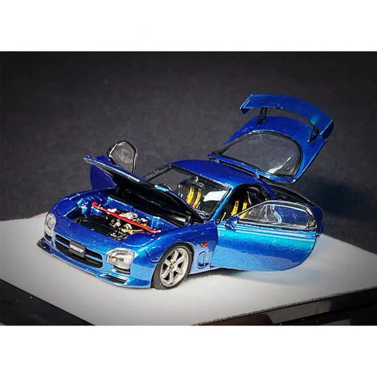 1/64 Mazda FD3S RX7 Metallic Blue Normal Rectangular Standard Version Diecast Scale Model Car(1 pc)