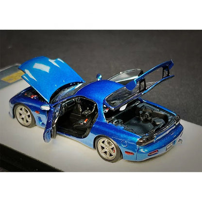 1/64 Mazda FD3S RX7 Metallic Blue Normal Rectangular Standard Version Diecast Scale Model Car(1 pc)