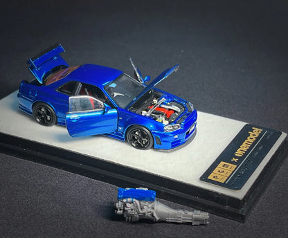 PGM 1:64 Nissan Skyline GT-R (R34) in Bayside Blue Regular Version