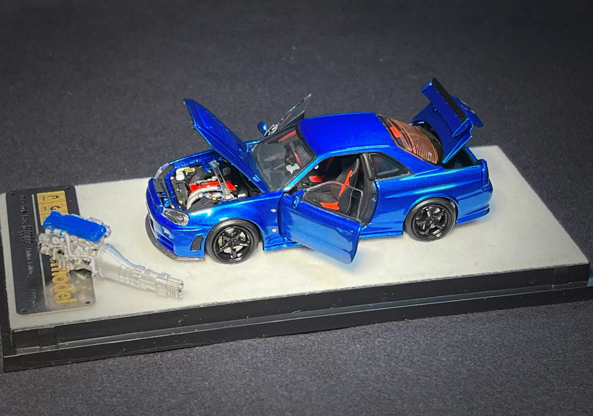 PGM 1:64 Nissan Skyline GT-R (R34) in Bayside Blue Regular Version