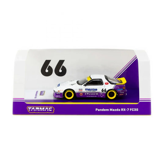 Tarmac Works Pandem Mazda RX-7 FC3S White Purple Diecast Scale Model Car